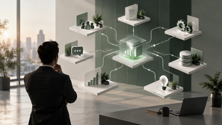 Connected business processes showing automation of workflows, data, operations and reporting before AI adoption.