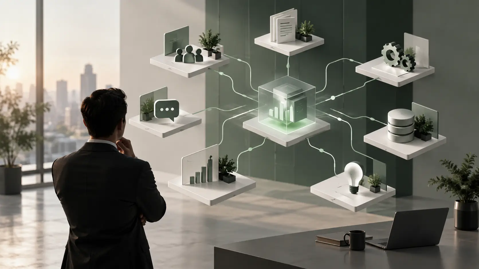Connected business processes showing automation of workflows, data, operations and reporting before AI adoption.